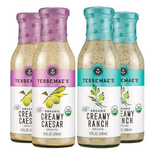 Tessemae's Organic Creamy Salad Dressing Variety Pack - Creamy Ranch, Creamy Caesar - 10 oz. bottles (4-Pack, 2 Each) Tessemae's All Natural Tessemae's Organic Creamy Salad Dressing Variety Pack - Creamy Ranch, Crea