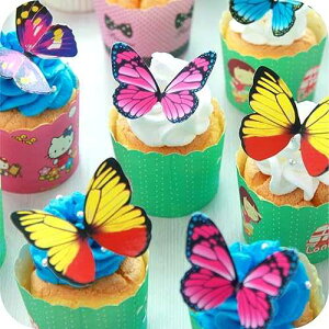 Butterfly cake Toppers 40Pcs Set, GUCUJI Chocolate Mousse Cake Cupcake Toppers Picks Decoration (4 Patterns X 10)