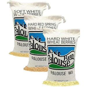 Palouse Brand Certified Glyphosate Residue Free Hard White Wheat, Soft White Wheat, and Hard Red Spring Wheat | 9 LBS | Non-GMO Project Verified | Certified Kosher Parve (3 Pound, Pack of 3)