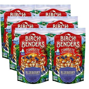 Blueberry Pancake & Waffle Mix By Birch Benders, Made With Real Blueberries, Non-Gmo, Just Add Water, Family Size, 14 Oz (Pack of 6)