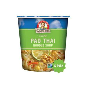 Dr. McDougall's Right Foods Dr. McDougall's Pad Thai Noodles - Gluten Free and Vegan Ramen Noodles - Instant Ramen Noodle Cups - Vegetarian Ramen Cup - Noodle Bowls - 2 oz. - Pack of 6