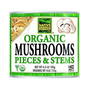Native Forest Organic Mushrooms Pieces & Stems - Canned Mushrooms, Low Fat, Low Calories, Non-GMO Project Verified, USDA Organic - 6.5 Oz (Pack of 12)