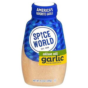 Spice World Squeezable Minced Garlic in Extra Virgin Olive Oil? 9.5 oz Garlic Container ? Ready-to-Use Seasonings for Cooking, Simply Squeeze the Convenient Package to Easily Add Flavor