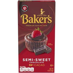 Baker's�A�Z�~�X�C�[�g�x�[�L���O�`���R���[�g�X�N�G�A�A4�I���X�{�b�N�X�i4�p�b�N�j Baker's, Semi Sweet Baking Chocolate Squares, 4oz Box (Pack of 4)