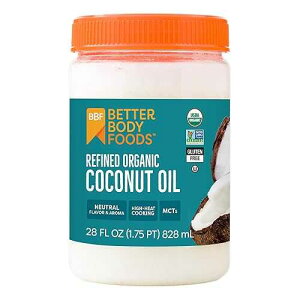 BetterBody Foods Organic Refined Coconut Oil, 28 Fl Oz, All Purpose Oil for Cooking, Baking, Hair and Skin Care