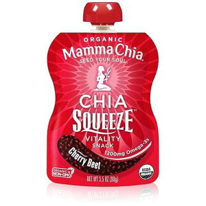 Mamma Chia Squeeze �I�[�K�j�b�N�X�i�b�N�A�`�F���[�r�[�g�A3.5�I���X (4�p�b�N) Mamma Chia Squeeze Organic Snack, Cherry Beet, 3.5 Ounce (Pack of 4)