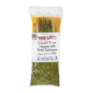 Tiberino's Linguine with Pesto Genovese - All Natural & Non-GMO Italian Pasta, 8.8oz - Imported from Italy, No Additives, Preservatives or Artificial Coloring, Sun-Dried Ingredients & No-Strain Needed