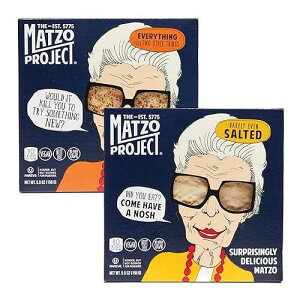 The Matzo Project Crispy Matzoh Flats, Everything and Salted Flatbread Crackers, Vegan, Nut Free, 2-Pack, 5.5 oz. Each, Kosher but NOT Kosher for Passover