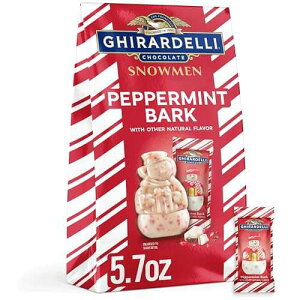 GHIRARDELLI Peppermint Bark Snowmen - Limited Edition Holiday Chocolate Candy Featuring Layers of Rich Chocolate Layers with Festive Peppermint Flavor, 5.7 oz Bag GHIRARDELLI Peppermint Bark Snowmen Limited Edition Holiday C