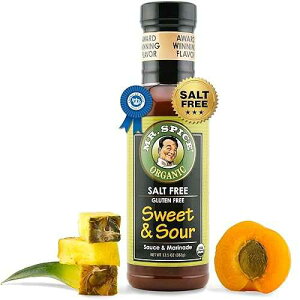 Mr. Spice Organic Sweet and Sour Sauce, Salt Free Sweet & Sour Dipping Sauce (5 mg/serving), Gluten Free, Low Sodium Sauces for Marinade and Wok, No Salt Award-Winning Flavor, 13.5 Ounce (Pack of 1)