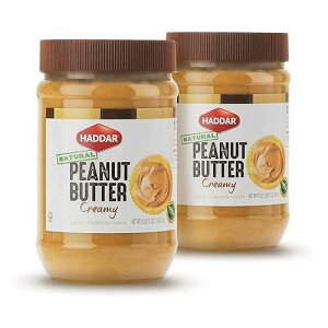 Haddar, 100% Pure & Natural Creamy Peanut Butter, 18oz Jar (2 Pack), 100% Peanunts Just one Ingredient Unsalted Non GMO No Added Sugar or Palm Oil Certified Kosher