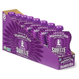 Mamma Chia Mammachia Chia Squeeze Blackberry Bliss Vitality Snack, Vegan Friendly, Kosher, USDA Certified Organic, Gluten Free & Non-GMO, 3.5 Ounce (Pack of 16)