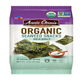 Annie Chun's オーガニック海藻スナック、海塩、0.35 オンス (12 個パック)、アメリカで最も売れている海藻スナック Annie Chun's Organic Seaweed Snacks, Sea Salt, 0.35 oz (Pack of 12), America's #1 Selling Seaweed Snacks