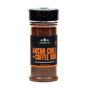 The Spice Lab Ancho Chili Powder and Coffee Rub Seasoning Blend - Award Winning Sweet Heat with a Hint of Coffee ? 6.1 oz Shaker Jar - Kosher & Gluten Free Spices -7017