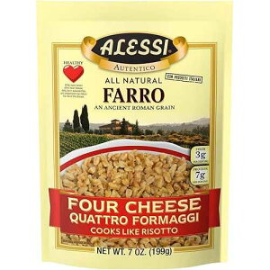 Alessi Autentico, Premium Seasoned Roman Grain Farro, Cooks Like Risotto, Heart Healthy, Easy to Prepare, 7oz (Four Cheese, Pack of 6)