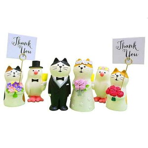 M Joy Wedding Cake Topper,Wedding & Engagement Party Cute Funny Cat Figure Set for Decoration (6 pcs set)