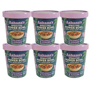 Aahana's Aahana�fs Coconut & Ginger Sprouted Power Bowl - Gluten-Free Plant-Based Instant Meal with Sprouted Lentils and Grains - 18g Protein, 14g Fiber, Vegan, Non-GMO, Kosher - Ready in 5 Minutes (6 Pack)