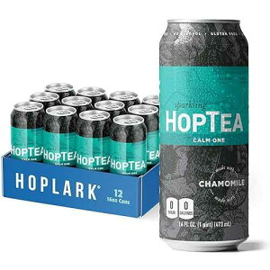 HOPLARK Sparkling HopTea Chamomile and Citra Hops Herbal Sparkling Tea with Floral Citrus and Cinnamon Notes Zero Calorie Caffeine-Free 12 Pack 16oz Cans - The Calm One.