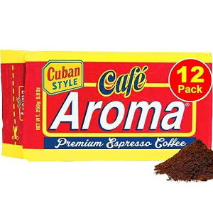 CAFE AROMA Caf Aroma Dark Roast Espresso Ground Coffee, Bulk Coffee, Authentic Cuban Style Coffee, Vacuum Sealed - 8.8 oz (12-Pack)