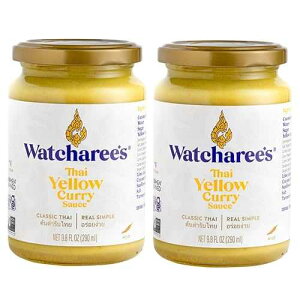 WATCHAREE'S Watcharee s Thai Yellow Curry Sauce Authentic Thai Flavor Made from Real Yellow Curry Paste & Coconut Milk, Crafted with Natural Ingredients, Ready-to-Use, Vegan, Non-GMO, Gluten-Free, 9.8 fl oz (Pack