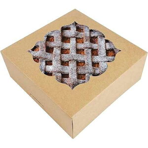 NPLUX 20 Pack Pie Boxes 10x10x3inch Bakery Boxes with Window Dessert Pastry Boxes Pie Boxes 10 inch for Pies Cheesecake and Chocolate Covered Strawberries (Brown)