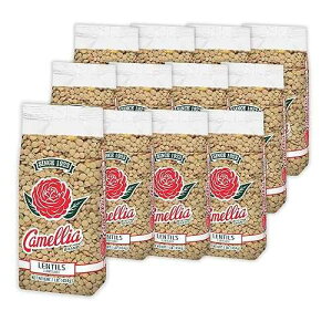 Camellia Brand Dried Lentils ? Premium Non-GMO Dry Lentils Peas, High Protein Plant-Based Food for Soups, Stews, Salads, Curries, Beans, Meal Prep, and Healthy Vegetarian & Vegan Cooking, 1 Pound (Pack of 12)
