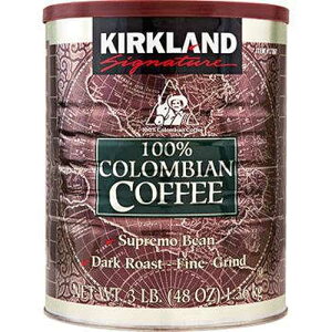 Kirkland Signature 100% Colombian Supremo Ground Coffee 3 Lb. Can 2-pack