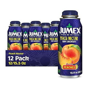 Jumex Peach Nectar Lata Botella - Made with Fresh Fruit Puree & Peach Juice Concentrate for Fruit Smoothie Mix, Cocktail Mixers & Kids Beverages - 15.5oz, 12 Pack Resealable Juice Bottles