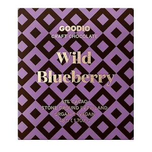 Goodio �I�[�K�j�b�N �`���R���[�g �o�[�A���C���h �u���[�x���[ 61%�A1.7 �I���X�A�r�[�K���A�O���e���t���[�A�哤�t���[�A���`�q�g�݊��� Goodio Organic Chocolate Bar, Wild Blueberry 61%, 1.7 Ounce, Vegan