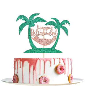 YotaWish Rose Gold Glitter Happy Retirement Cake Topper, Official Retired Cake Decor - Retirement Party Decorations Supplies
