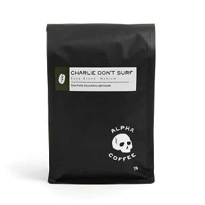 Alpha Coffee ? Charlie Don�ft Surf - 16 oz. Premium Gourmet Craft Kona Blend Drip Grind Coffee | Veteran Owned - Specialty Small Batch Roasted Coffee | 100% Arabica Beans (Medium Roast)