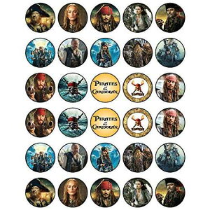 HAPPY CHOICES 30 x Edible Cupcake Toppers ? Pirate Adventure Inspired Collection of Edible Cake Decorations | Uncut Edible on Wafer Sheet