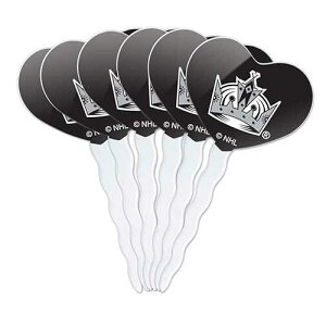GRAPHICS & MORE NHL Los Angeles Kings Logo Heart Love Cupcake Picks Toppers Decoration Set of 6
