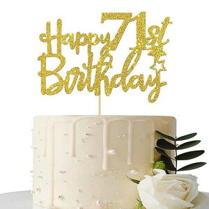 Maicaiffe Gold Glitter Happy 71st Birthday Cake Topper - 71 Sign Cake Topper - Cheers to 71 Years Party Supplies - 71st Birthday Party Decorations