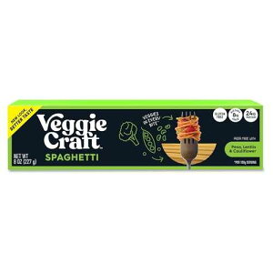 Veggiecraft Farms Spaghetti Pasta - Gluten Free, Thin Pasta Noodles, Made with Cauliflower, Lentil & Peas, Low Carb, High Protein, Vegan, Healthy Pasta, Plant Based, High Fiber, Non-GMO - 8 Ounce