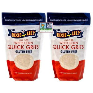 Dixie Lily White Corn Grits - Enriched With Iron, Niacin, Thiamine, Riboflavin - Classic Southern Taste - Certified Non-GMO - 2-Pack, 20oz