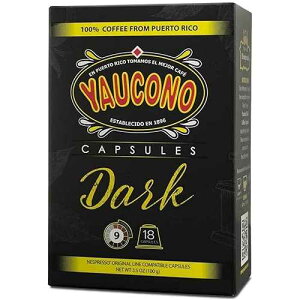 Yaucono Espresso Capsules, Dark Roast, 100 Percent Coffee from Puerto Rico Compatible with Nespresso Machines, 18 Count (Pack of 1)