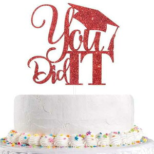 Talorine Red Glitter You Did It Cake Topper, Congrats Grad I am Done Girl Boy's Graduation Party Decorations