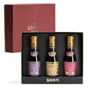 Giusti Balsamic Vinegar Trio Gift Set ? Premium Italian Aceto Balsamico-Based Condiments With Truffle, Raspberry & Fig in Elegant Gift Box, Italian Gift Imported From Italy ? 3 x 3.38 fl oz (100 ml)