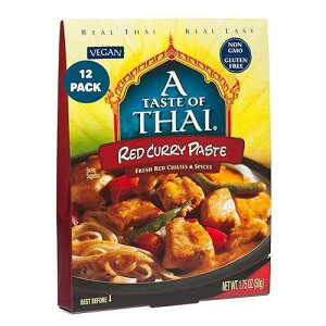 A Taste of Thai Red Curry Paste Authentic & Natural Ready-to-Use Thai Curry Paste Vegan, Gluten Free & Non GMO Rich, Aromatic Flavor for Curries, Stir Fries, Soups & Dips - 1.75 oz (Pack of 12)