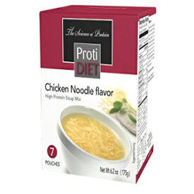 ProtiDIETチキンヌードルスープ（7ポーチ）、高タンパク質、おいしいチキンヌードルスープミックス、砂糖ミールリプレイスメントなし、トランス脂肪なし、15Gタンパク質、90カロリー6.2オンス ProtiDIET Chicken Noodle Soup (7 Pouches), High Protein, Delici