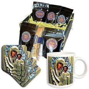 3dRose ����}���A�̃��V�A�̃A�C�R�� �R�[�q�[ �M�t�g �o�X�P�b�g�A�}���` 3dRose Russian Icon of The Blessed Mary Coffee Gift Basket, Multi
