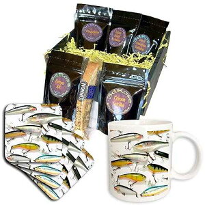 3dRose �t���C �t�B�b�V���O ���A�[ �R�[�q�[ �M�t�g �o�X�P�b�g�A�}���` 3dRose Fly Fishing Lures Coffee Gift Basket, Multi
