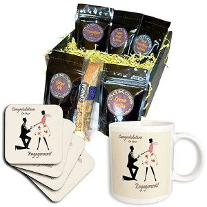 3dRose Congratulations On You �G���Q�[�W�����g �R�[�q�[ �M�t�g �o�X�P�b�g�A�}���` 3dRose Congratulations On You Engagement Coffee Gift Basket, Multi