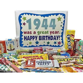 RETRO CANDY YUM ~ 1944 82nd Birthday Gift Box of Nostalgic Candy from Childhood for 82 Year Old Man or Woman Born 1944