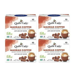 QuikCafe �}�h���X�R�[�q�[�A10�J�E���g�A4�p�b�N Quik Tea QuikCafe Madras Coffee,10 count,Pack of 4