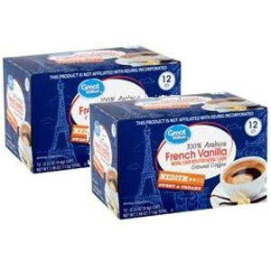 Great Value French Vanilla Ground Coffee Single Serve Cups, Light Roast, 12 Count (Pack of 2)