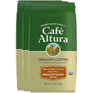 Cafe Altura Cafe Altura, Breakfast Blend, Medium Roast, Organic, Ground Coffee, 10 oz Bag (Pack of 3)