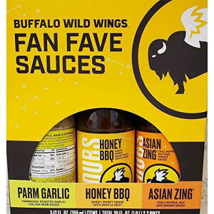 Buffalo Wild Wings Fan Fave Sauces - Parmesan Garlic, Honey BBQ, Asian Zing (3 - 16 oz Bottles Total)