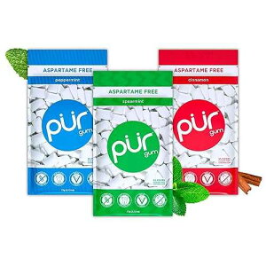 PUR Gum | Aspartame Free Chewing Gum | 100% Xylitol | Natural Flavored Gum, Variety Pack, 55 Pieces (Pack of 3)